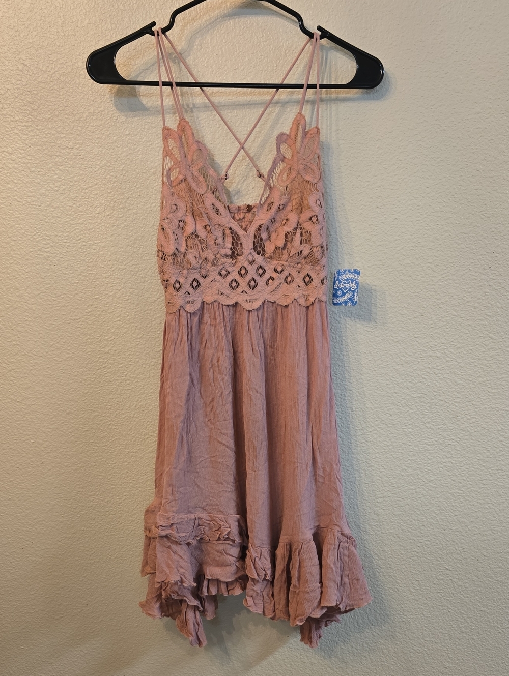 WOMANS Mauve Lace-Top Sundress with Ruffle Hem